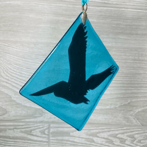 Stained glass sun catcher pelican bird coaster decoration orniment art handmade - Picture 5 of 5